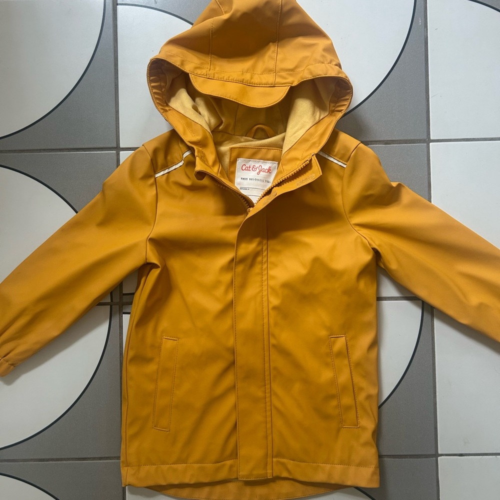 Cat & Jack Yellow Raincoat with Hood and Zipper
